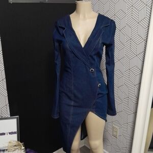 Elegant Blue Denim Dress